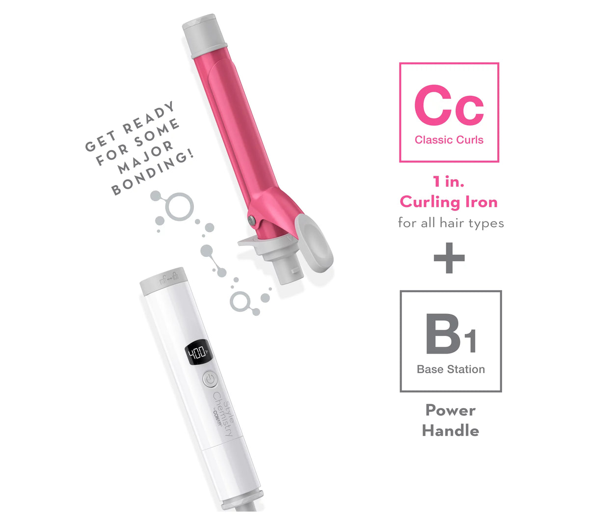 Conair Style Chemistry Starter Pack with Classic Curls — Base, power handle and 1 in curling iron