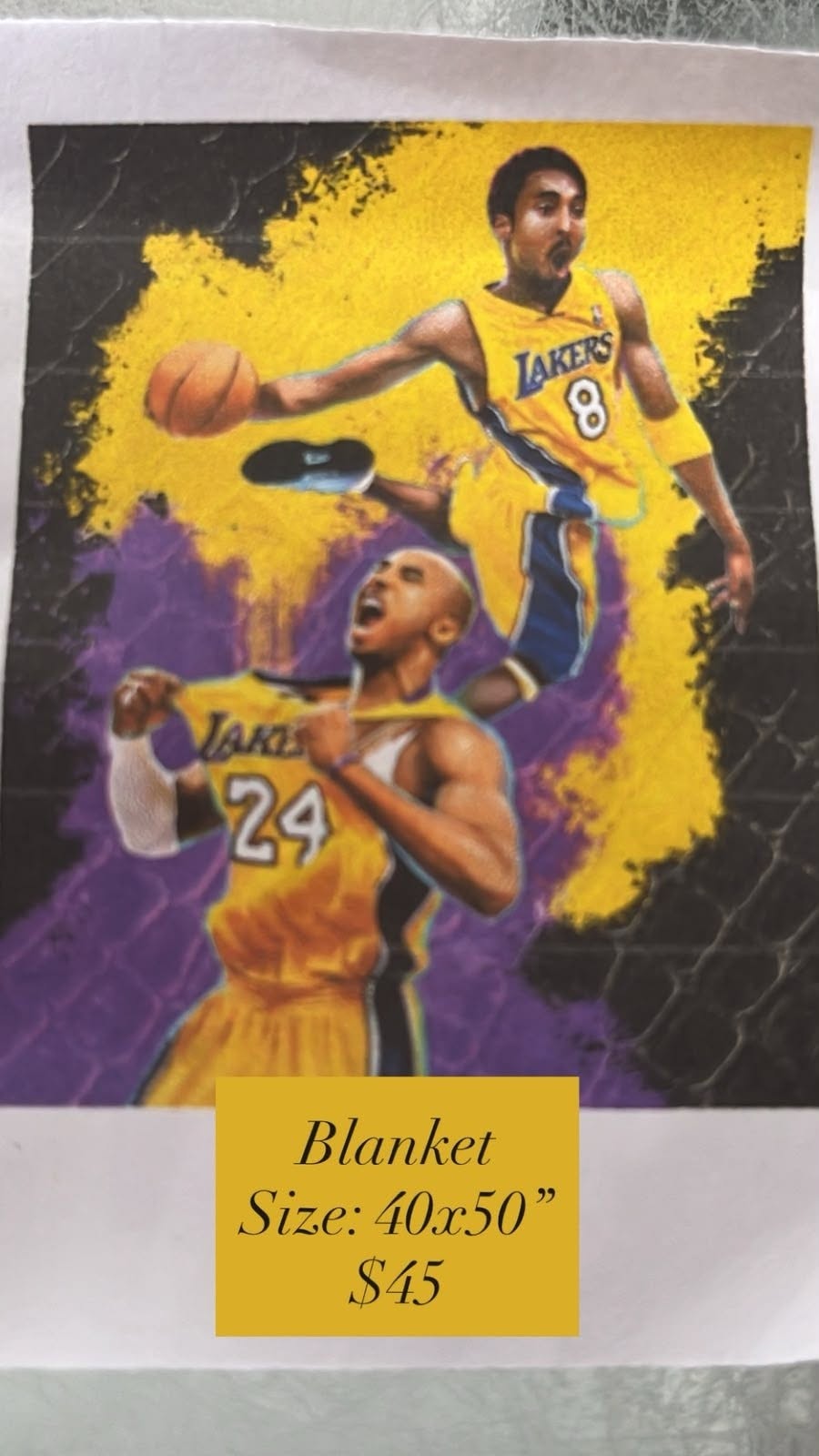 Kobe Bryant Los Angeles Lakers throw blanket, 40 by 50 inches