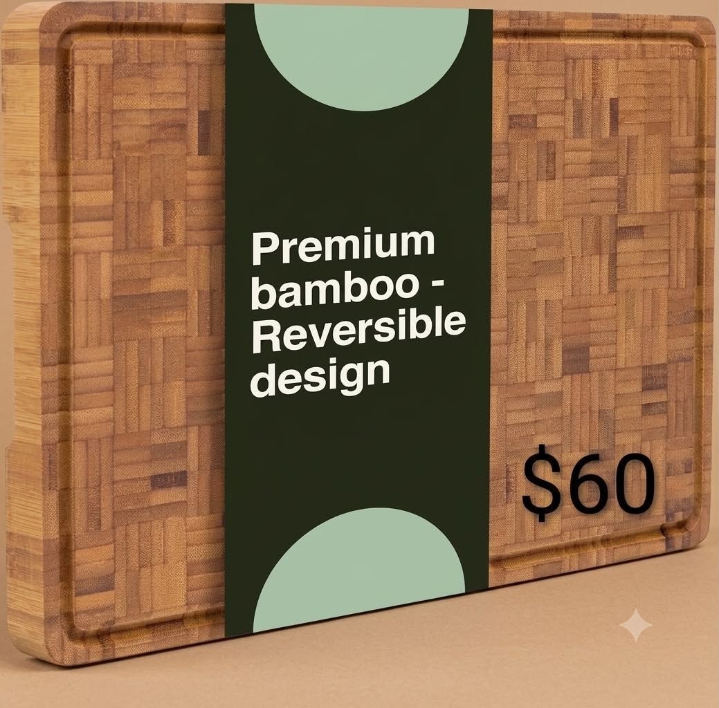 Premium bamboo reversible cutting board