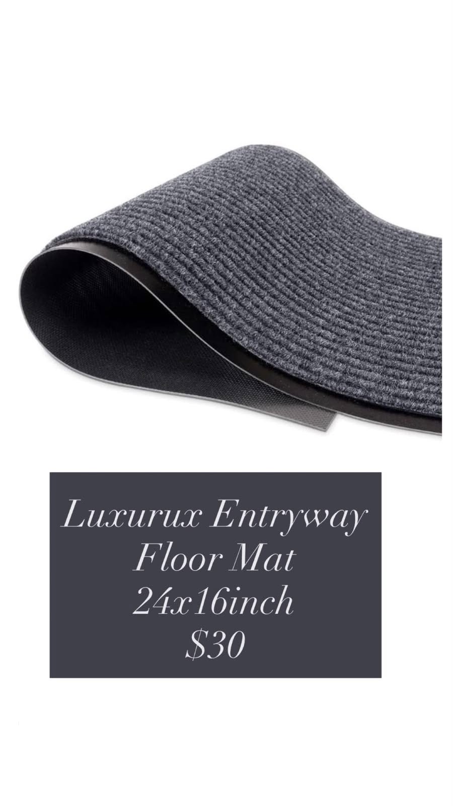 Dark Gray Entryway Mat — 24 x 16 in