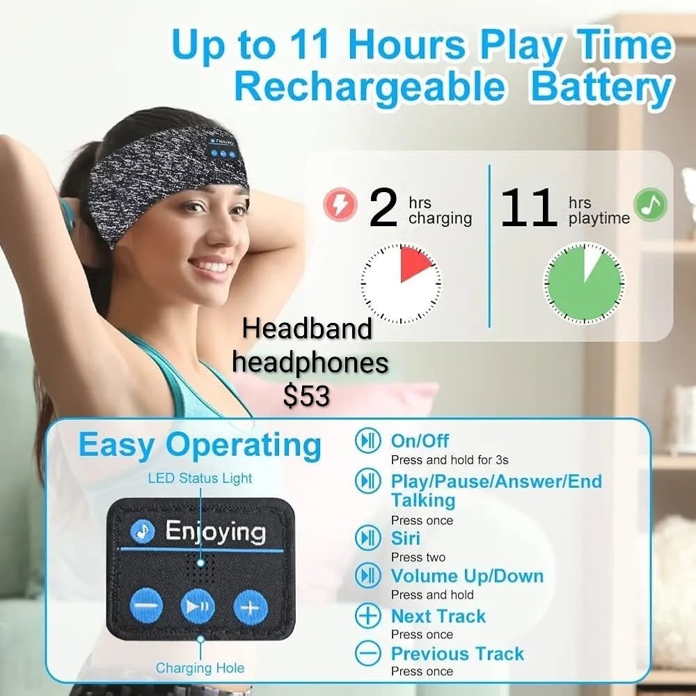 Headband Sleep Headphones 11-Hour Playtime
