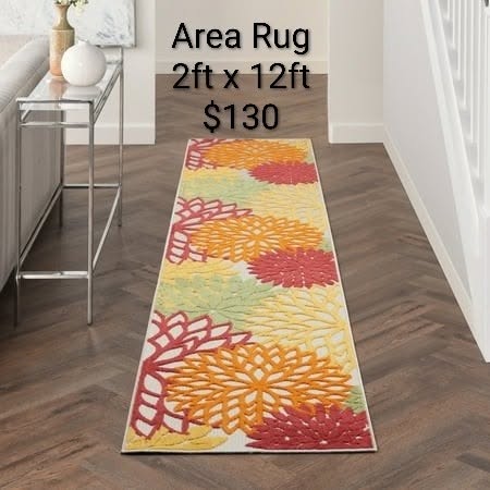 Floral Runner Rug 2 x 12 ft