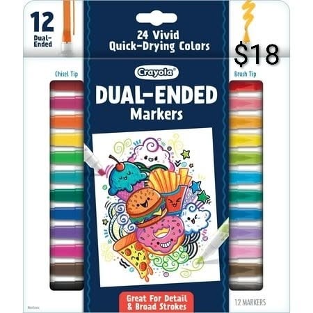 Crayola Dual-Ended Markers 12-Pack 24 Colors