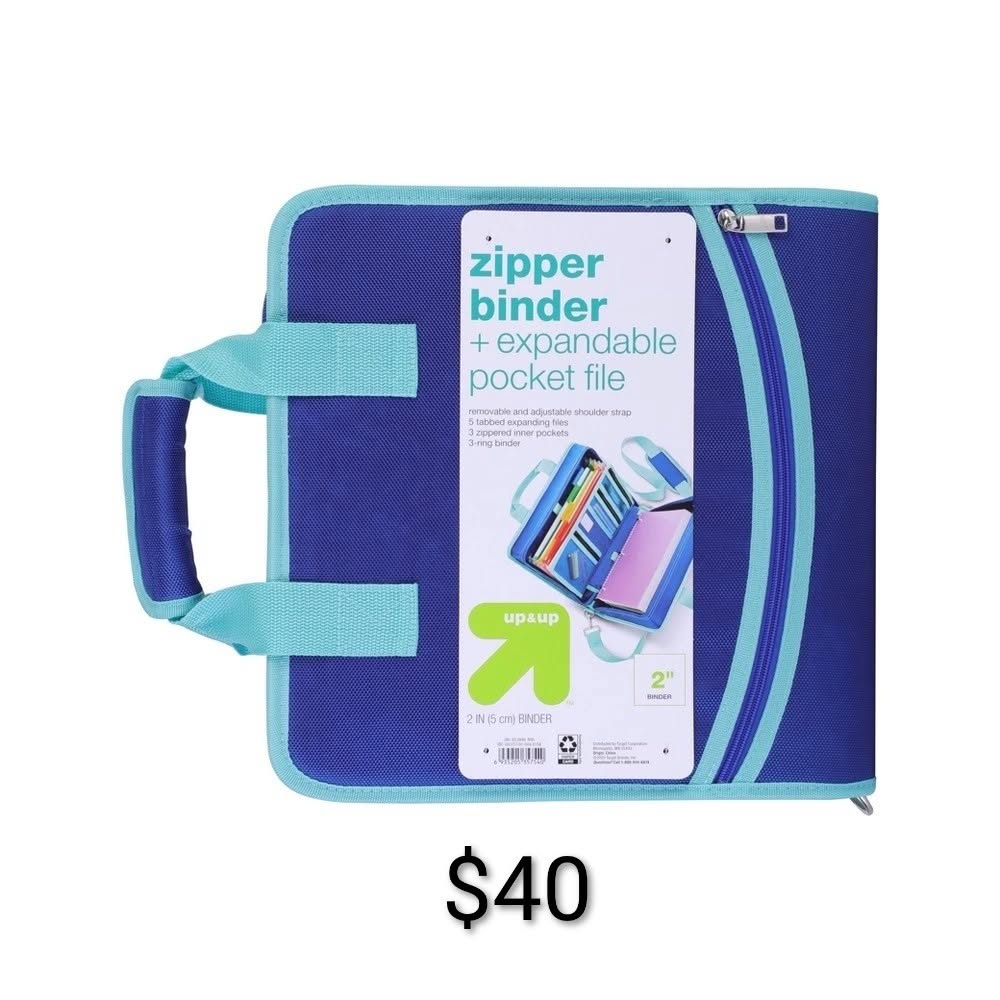 Zippered Binder with Expandable Pocket File