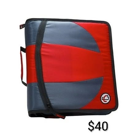 Red and Gray Zippered Binder