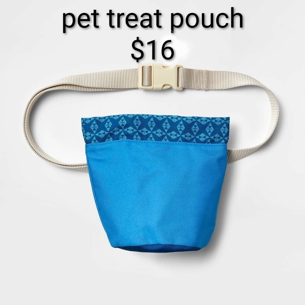 Blue Pet Treat Pouch with Waist Belt