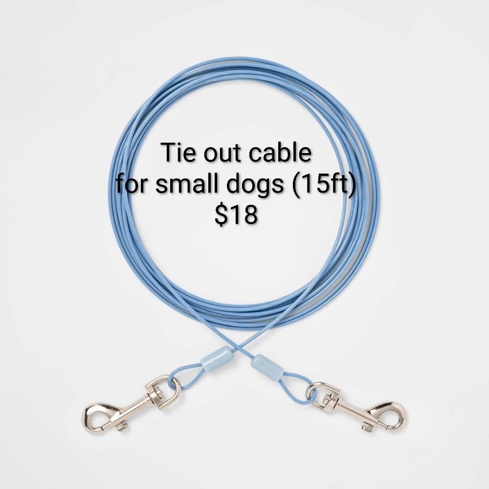 Tie-Out Cable for Small Dogs — 15 ft