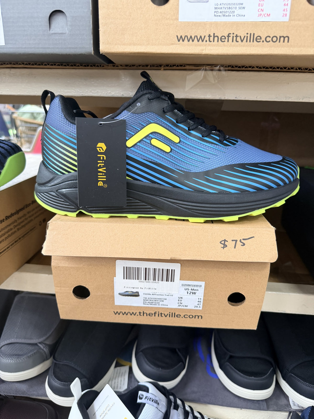 FitVille AllTraction Trail V2 Running Shoe — Color to confirm; US men's 12 W