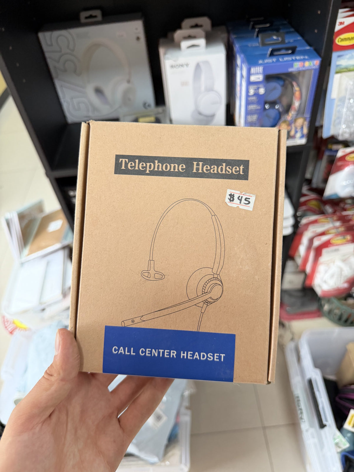 Mono Wired Call Center Headset — Black