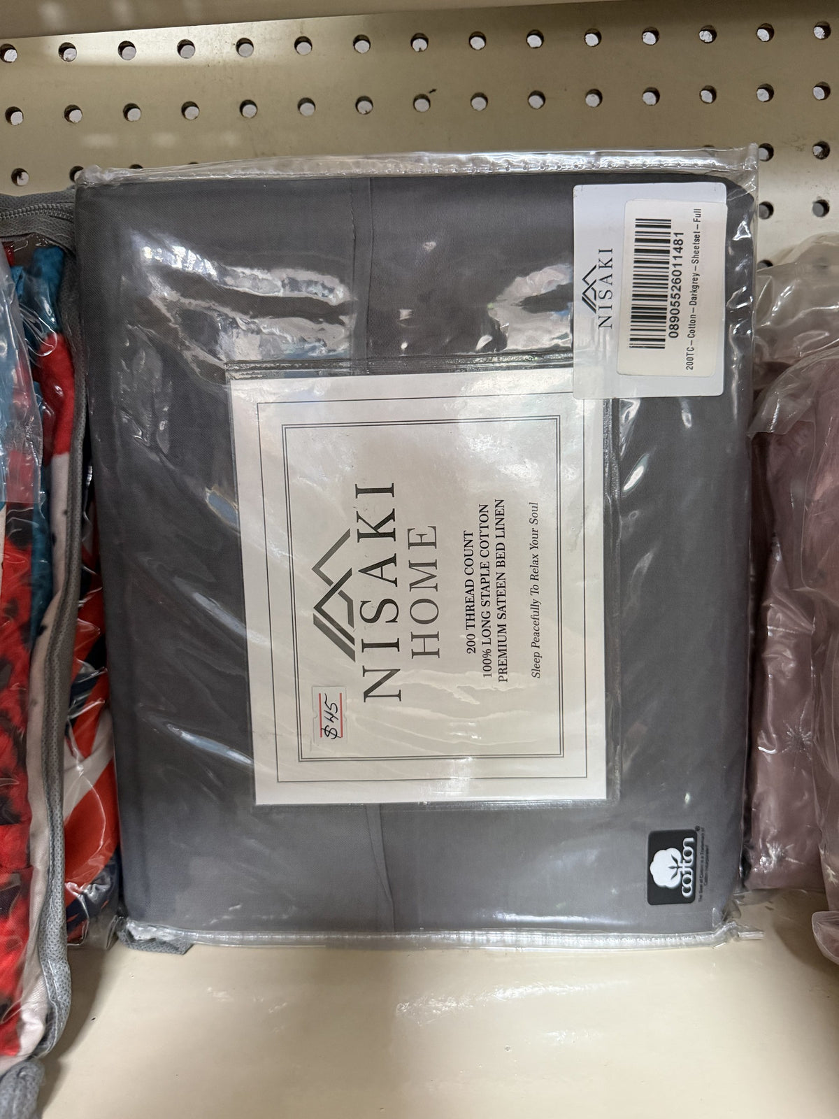 Nisaki Home 200 Thread Count Cotton Sateen Sheet Set — US Full; Dark Gray