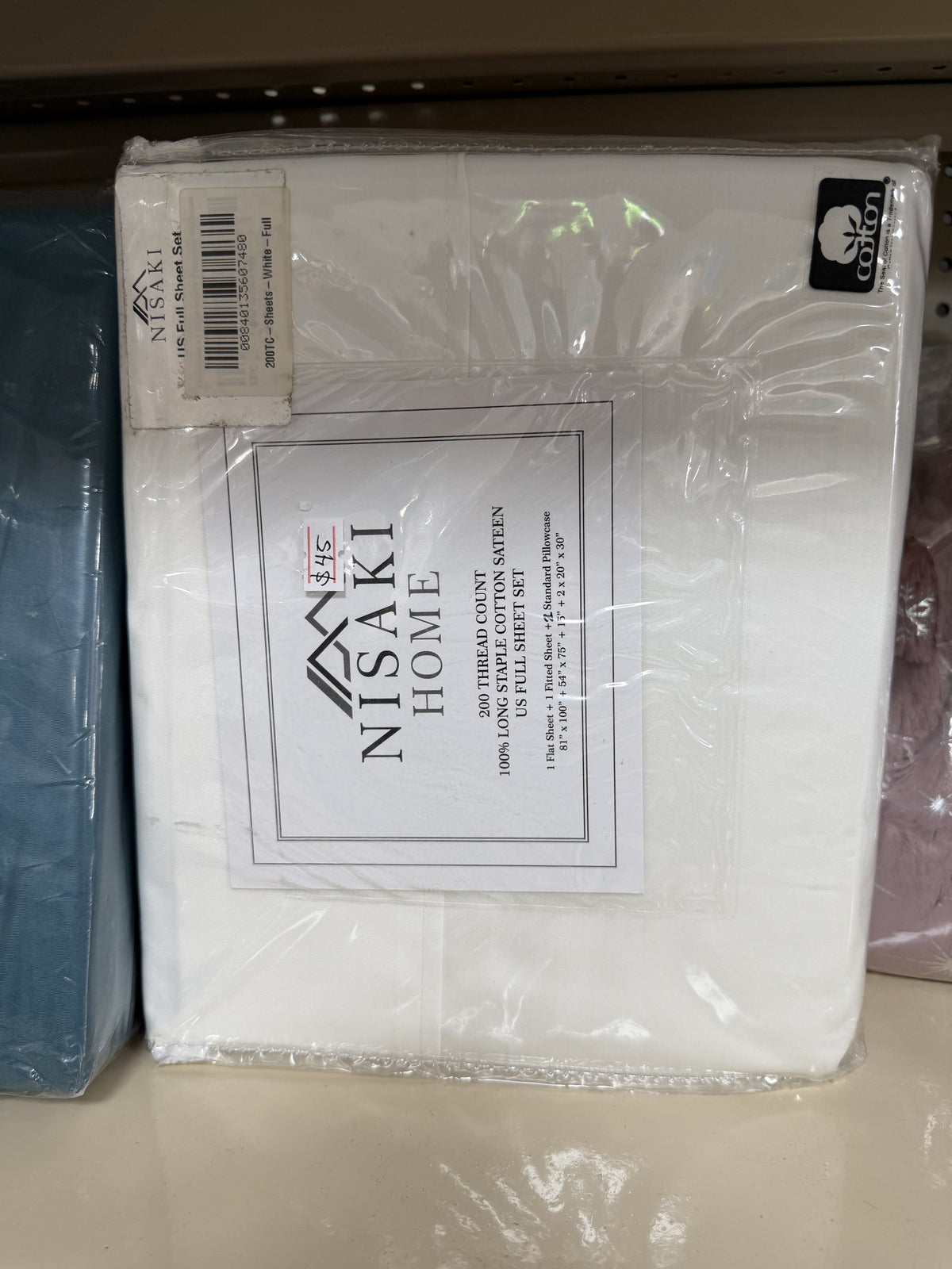 Nisaki Home 200 Thread Count Cotton Sateen Sheet Set — US Full; White