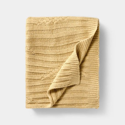 Threshold Ribbed Oversized Bed Blanket — King; Tan; 120 x 96 in