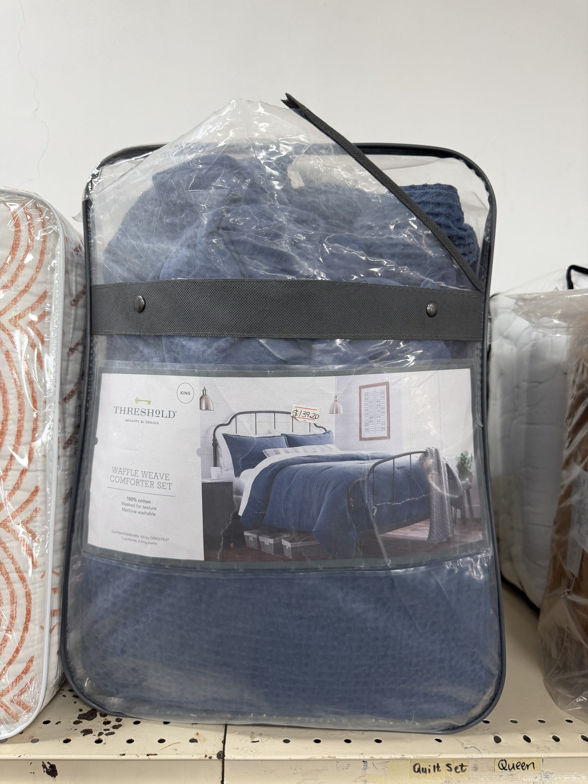 Threshold Waffle Weave Comforter and Sham Set — King; Blue; 3 piece