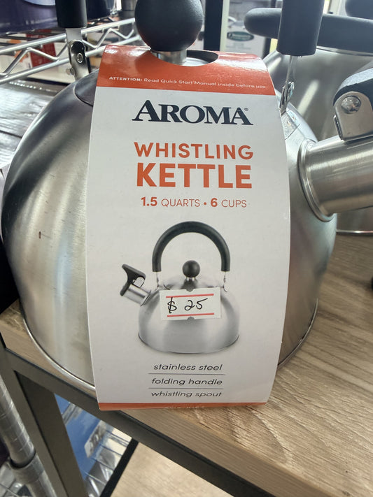 Aroma Whistling Kettle — 1.5 qt / 6 cup; stainless steel