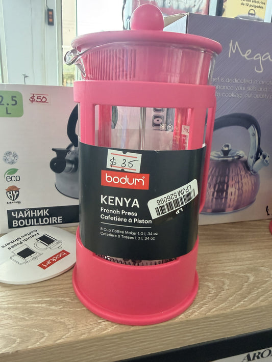Bodum Kenya French Press Coffee Maker — 1 L / 34 oz; pink
