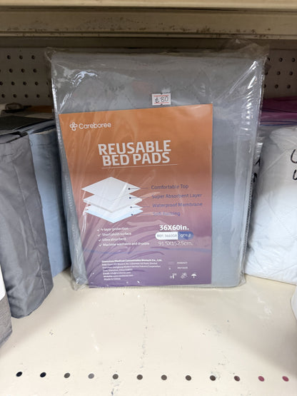 Careboree Reusable Bed Pads — Gray; 36 x 60 in; 2 pack