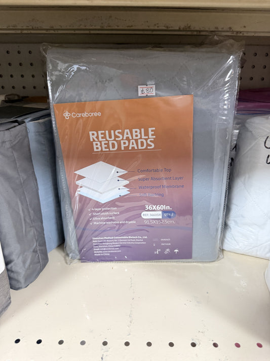 Careboree Reusable Bed Pads — Gray; 36 x 60 in; 2 pack