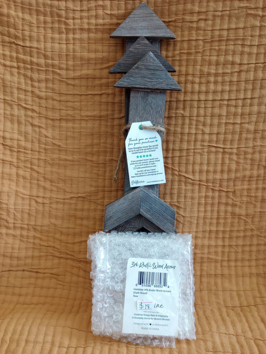 Outshine 3-Piece Rustic Wood Arrow Wall Décor — Dark Wood