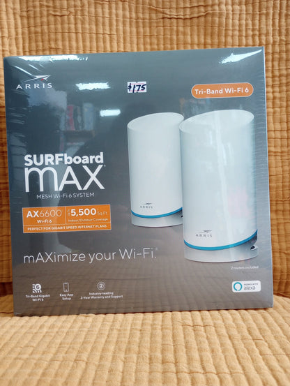 ARRIS SURFboard mAX AX6600 tri-band Wi-Fi 6 mesh system, two routers