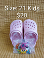 Kids’ Pink Clogs with Shoe Charms — Size 21