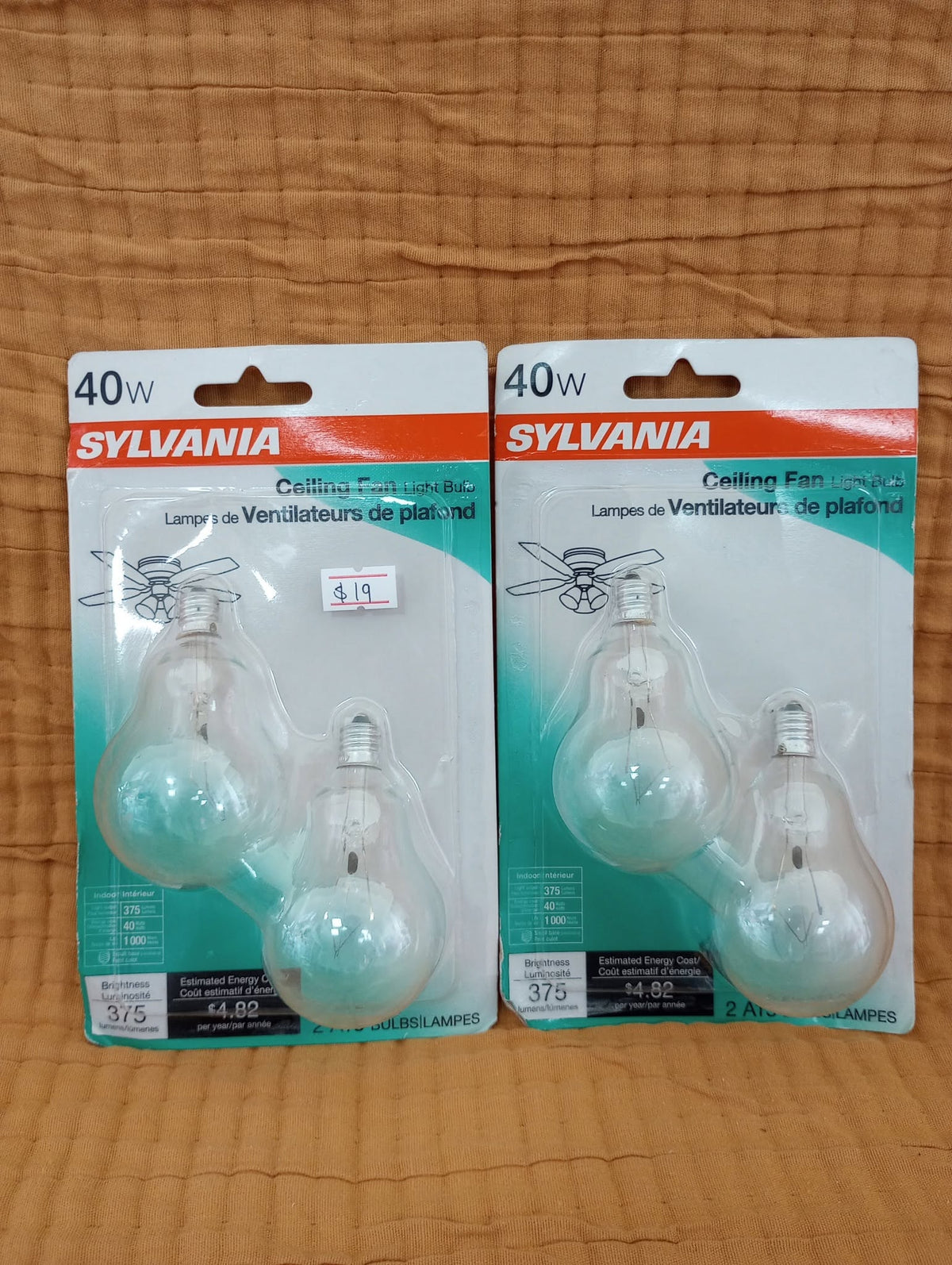 Sylvania 40W Ceiling Fan Light Bulbs — 2-Pack