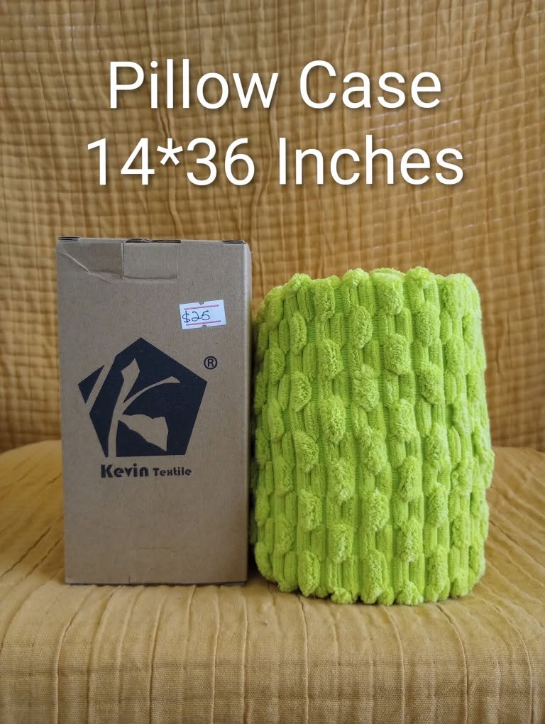 Kevin Textile lime green textured pillowcase, 14 by 36 inches