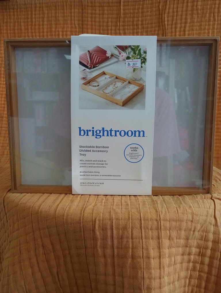 Brightroom Stackable Bamboo Divided Accessory Tray