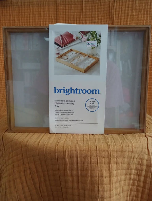 Brightroom Stackable Bamboo Divided Accessory Tray