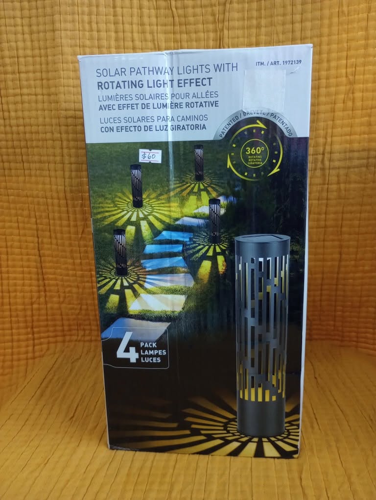 Solar Pathway Lights with Rotating Light Effect — 4-Pack