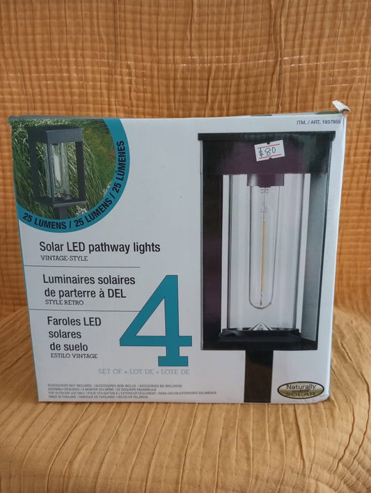 Vintage-Style Solar LED Pathway Lights — 4-Pack