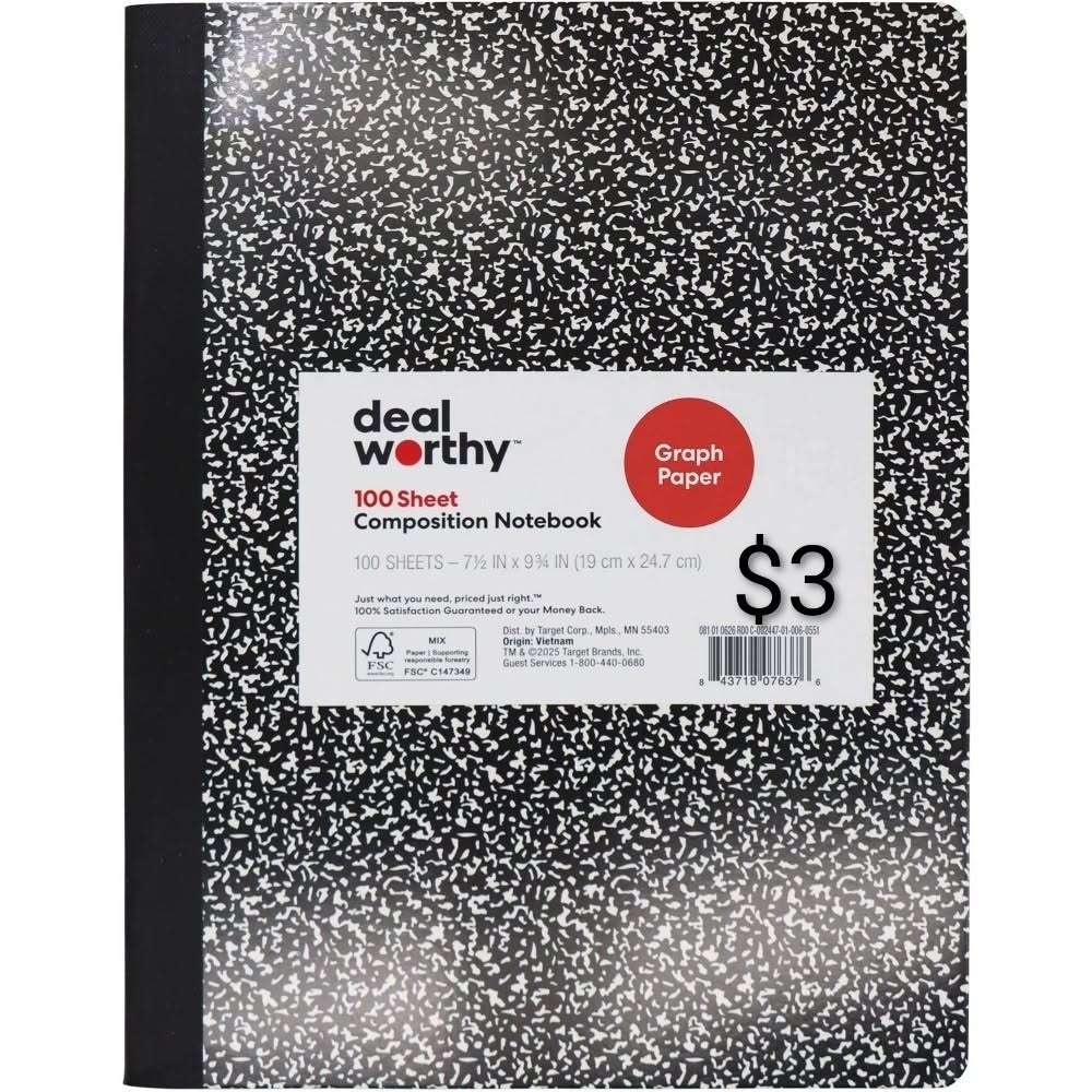 Dealworthy Graph-Paper Composition Notebook — 100 Sheets