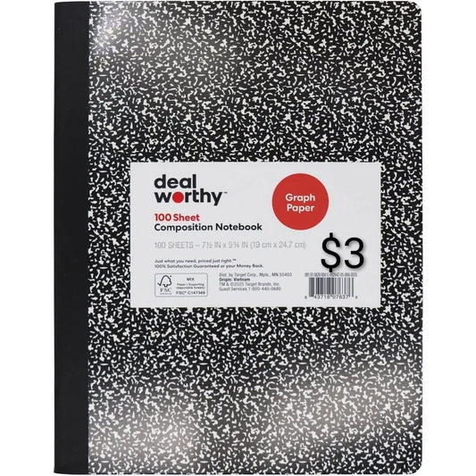 Dealworthy Graph-Paper Composition Notebook — 100 Sheets