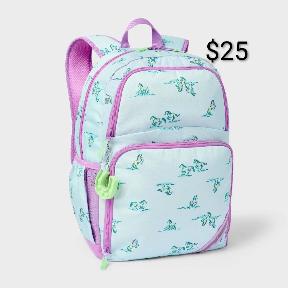 Unicorn Print Kids Backpack — Mint