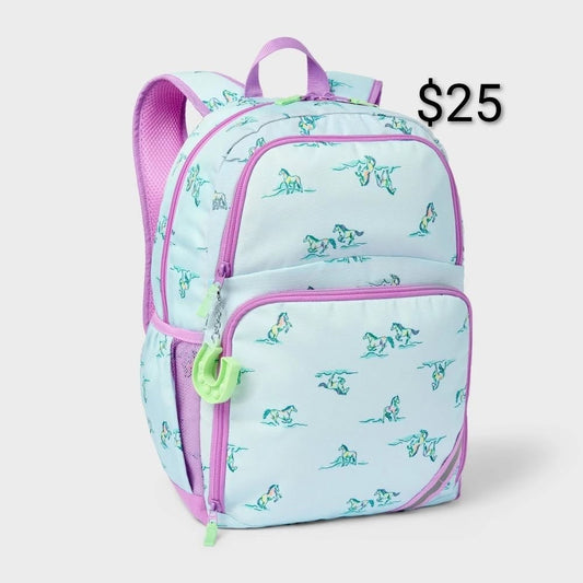 Unicorn Print Kids Backpack — Mint