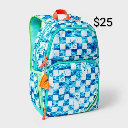 Blue Checkerboard Print Kids Backpack