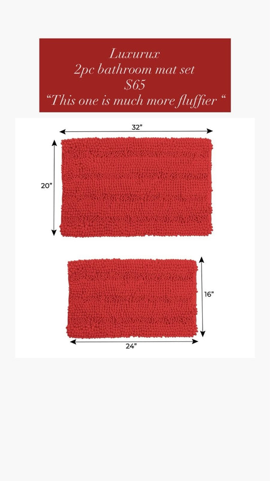 Red Memory Foam Bathroom Mat Set — 2-Piece