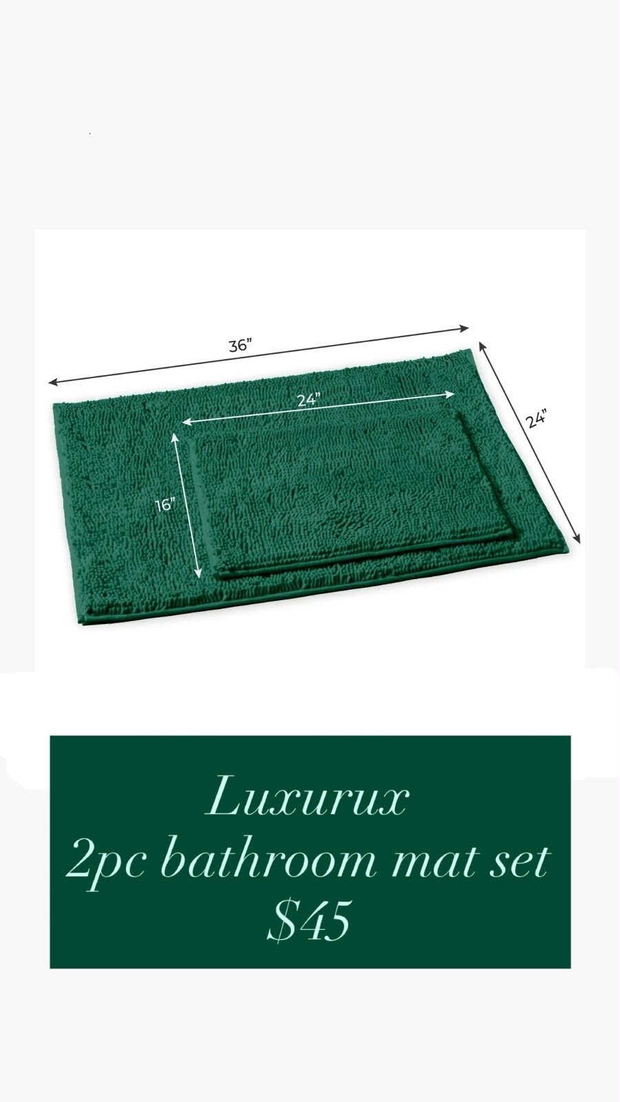 Green Bathroom Mat Set — 2-Piece