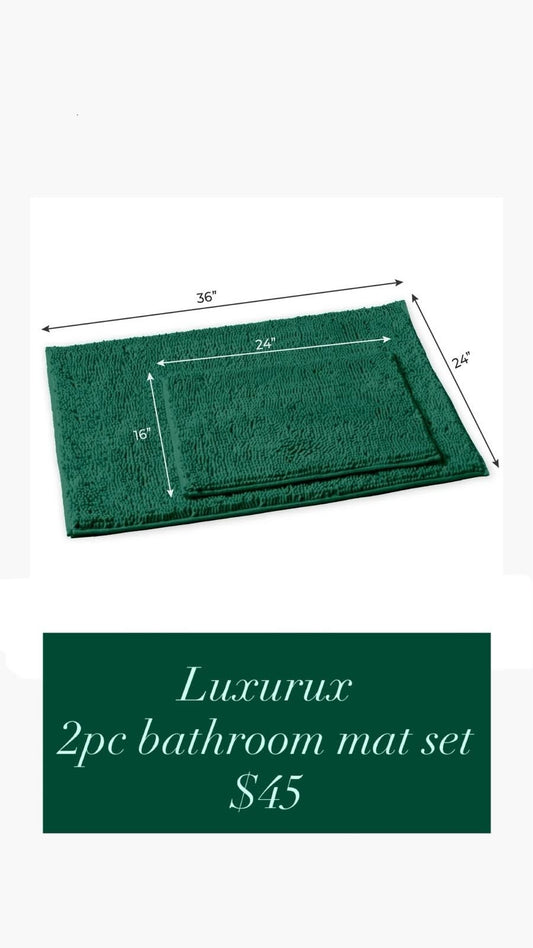 Green Bathroom Mat Set — 2-Piece