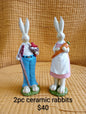 Ceramic Rabbit Figurines — 2-Piece