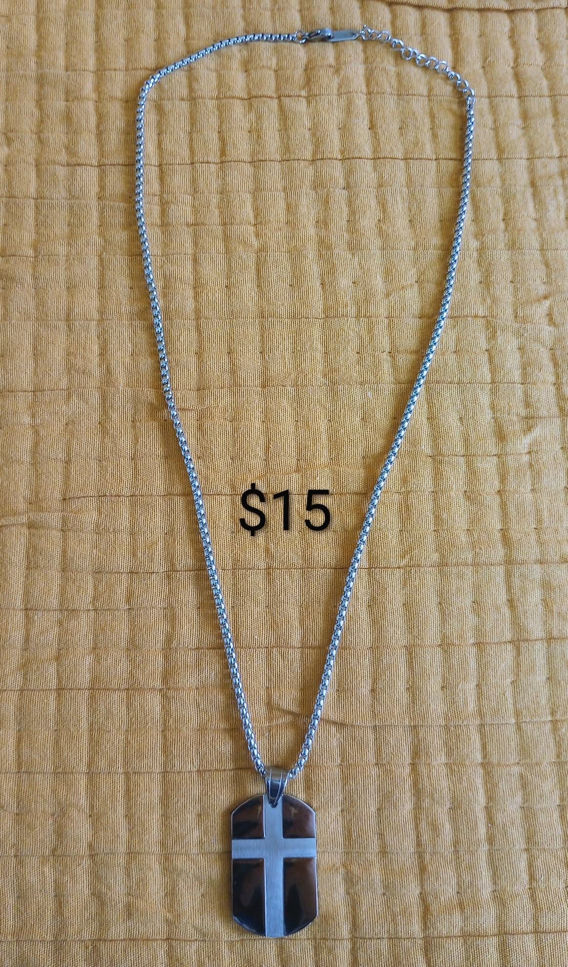 Blue Cross Pendant Necklace