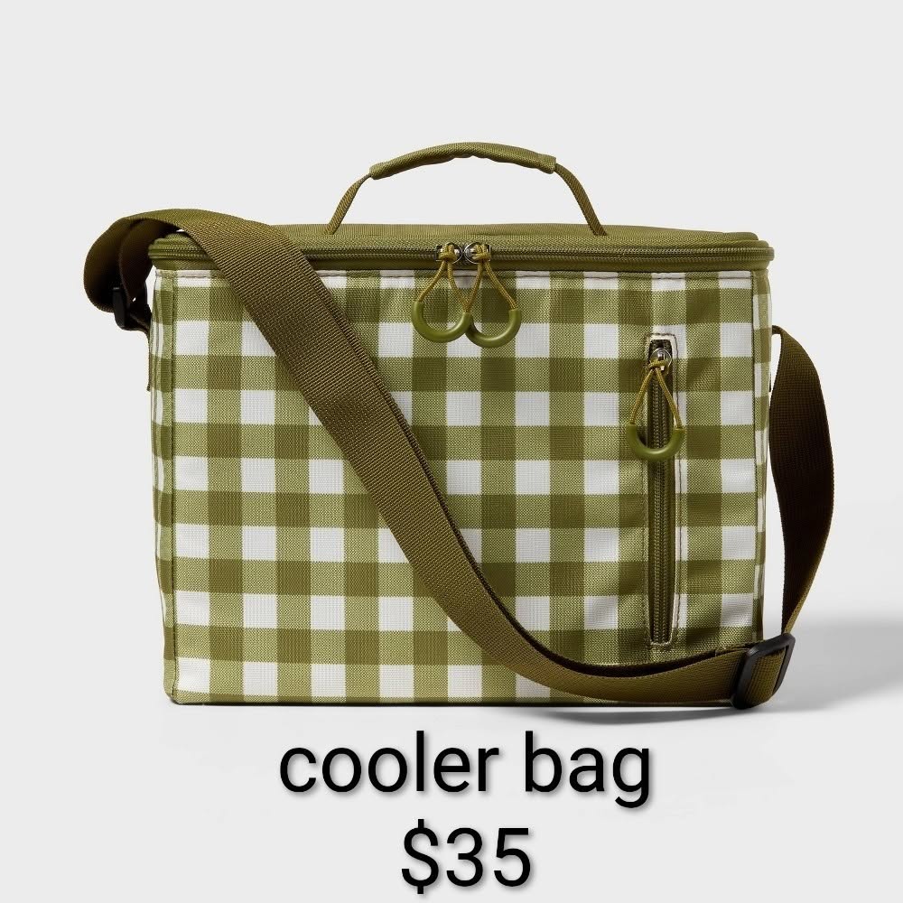 Green Gingham Cooler Bag