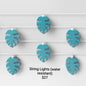 Blue Monstera Leaf String Lights — Water Resistant