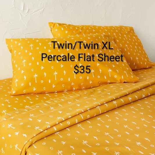 Yellow Percale Flat Sheet Twin or Twin XL