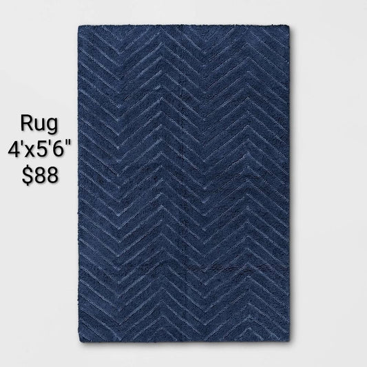 Blue Area Rug 4 x 5 ft 6 in