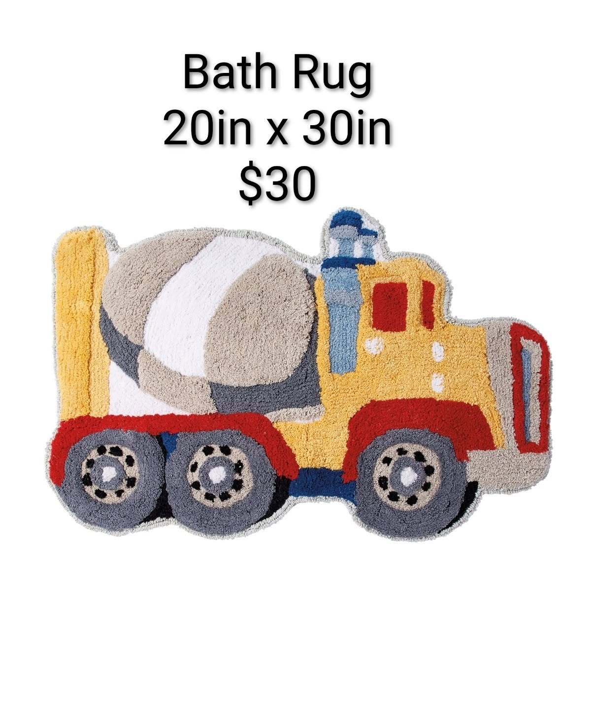 Cement Truck Bath Rug 20 x 30 in