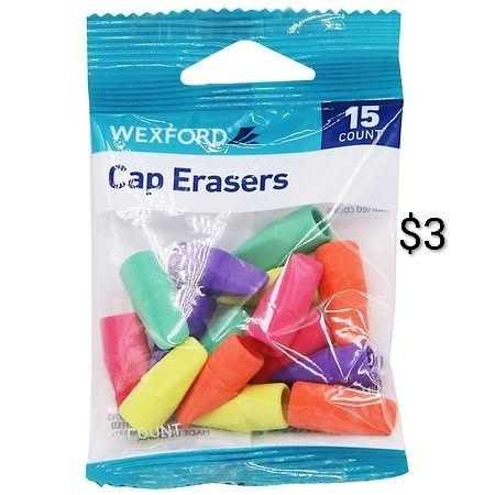 Wexford Pencil Cap Erasers — 15-Pack