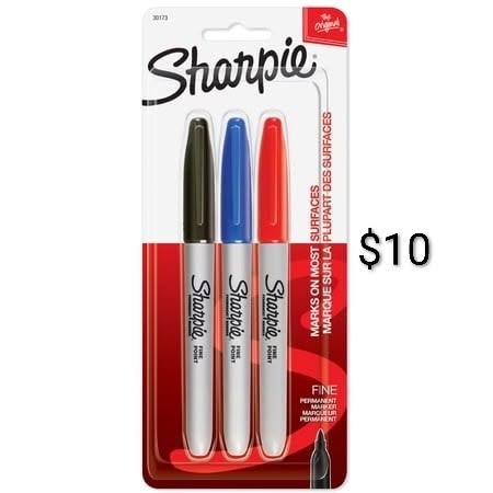Sharpie Permanent Markers — Black, Red and Blue 3-Pack