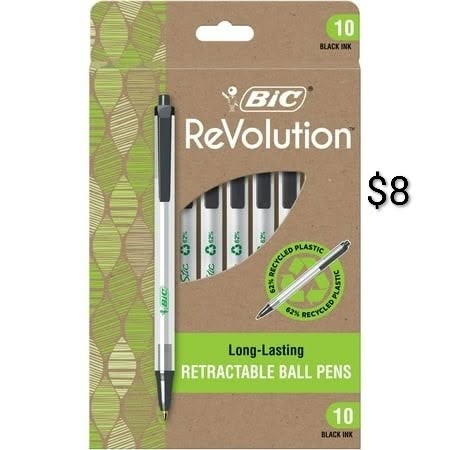 BIC ReVolution Ballpoint Pens — Black 10-Pack