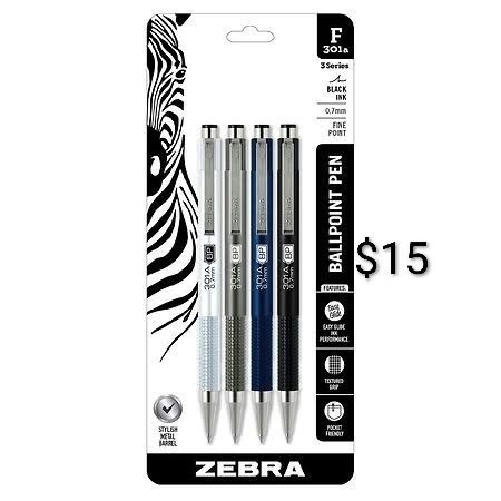 Zebra Ballpoint Pens — 4-Pack