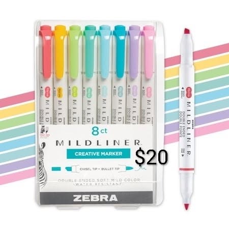 Zebra Mildliner Creative Markers — 8-Pack